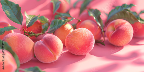 There are a lot of peaches that are on the table, Fresh delicious peaches on the table. 