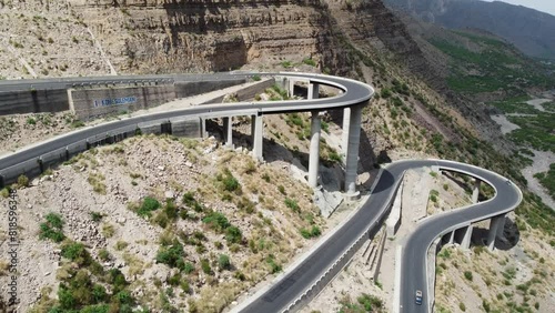 Aerial Shot of a CPEC Road At Fort Munro In Pakistan. Slow Motion 4k photo