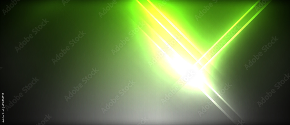 Neon glowing circle rays, light round lines in the dark, planet style neon wave lines. Energetic electric concept design for wallpaper, banner, background