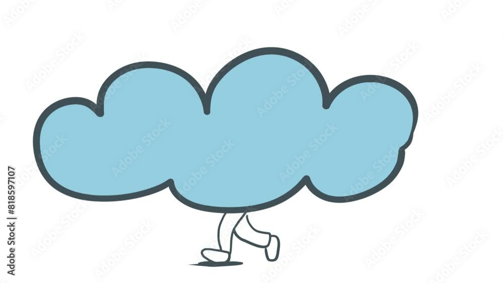 Cartoon cloud walking or making movements with its legs. Cartoon cloud walking or making movements with its legs.