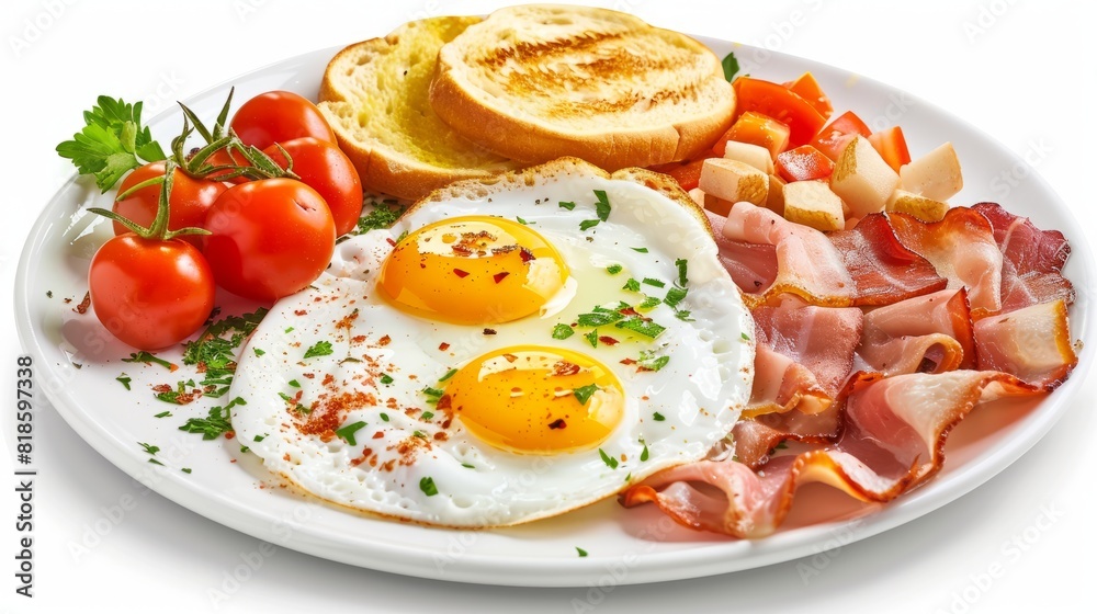 americans breakfast, isolated on white background