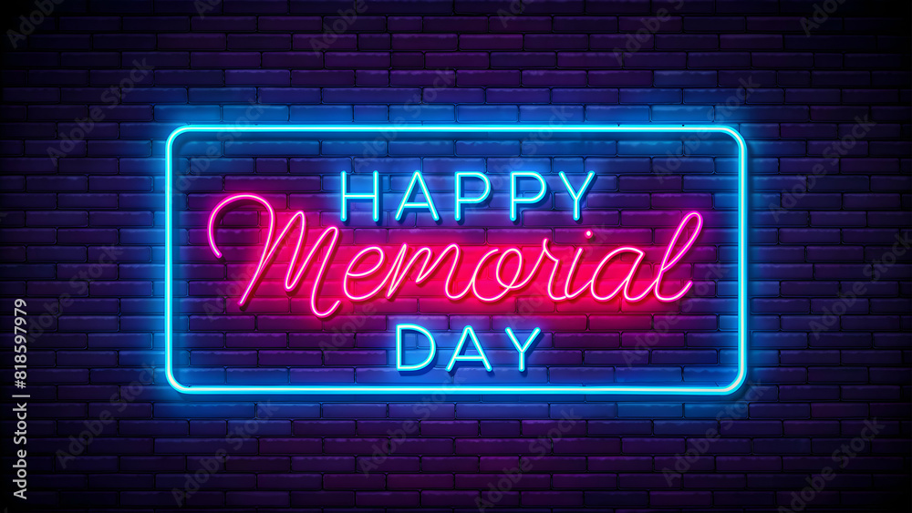 Obraz premium A Captivating Abstract Neon Happy Memorial Day Background