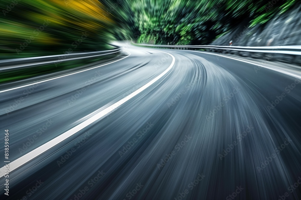 Speeding motion blur on a winding road Speeding motion blur on a winding road