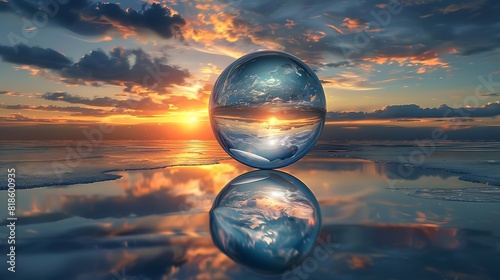 a transparent ball in which the plane of the earth inside is visible in the shape of a circle,