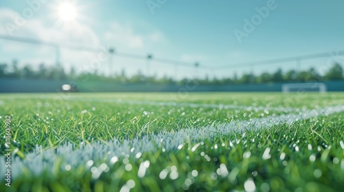 Football field with green grass. Generative AI,
