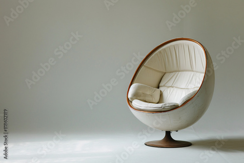 An isolated egg-shaped retro chair against a solid background.
 photo