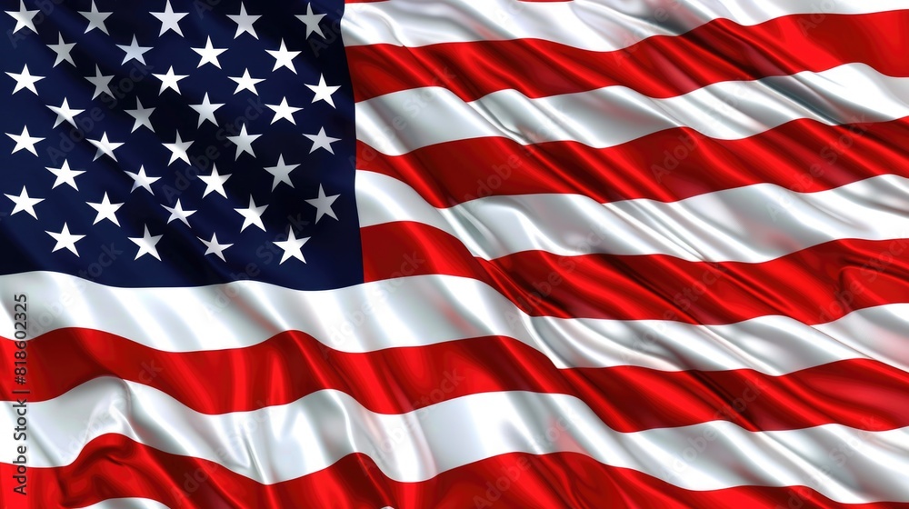 American USA flag wavy shape clear ultra high details