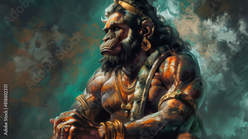 Powerful Hanuman Standing - Digital Art 