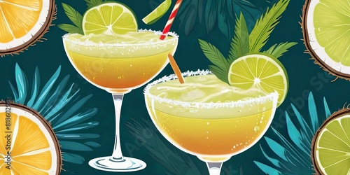 illustration of a glass of fresh cocktail drink to enjoy summer. suitable for t-shirt designs. summertime drinks