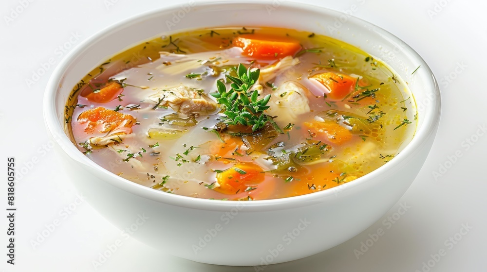 chicken soup, isolated on white background