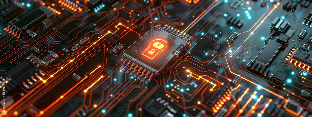 Cyber Lock on High-Tech Circuit Board