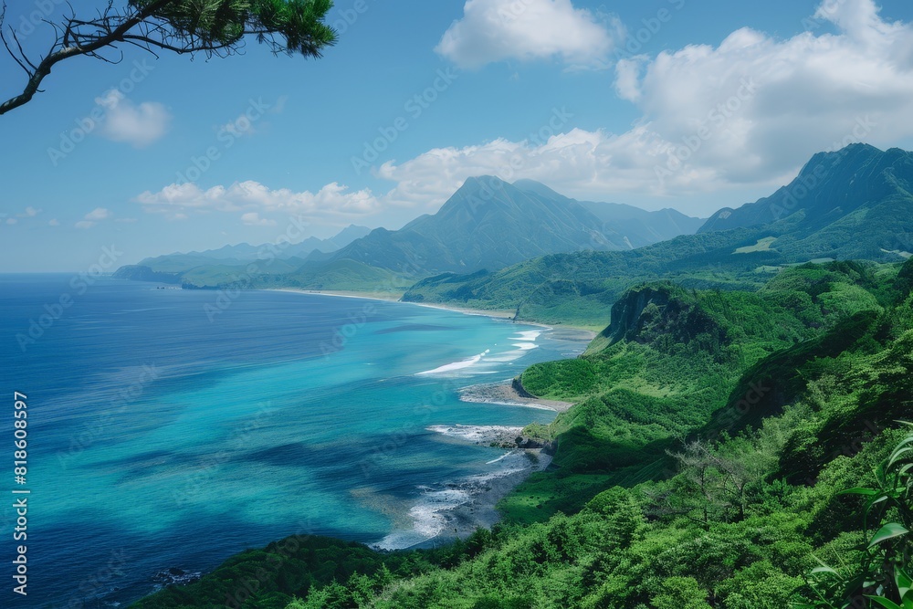 Fototapeta premium Coastal Mountain Range with Turquoise Waters