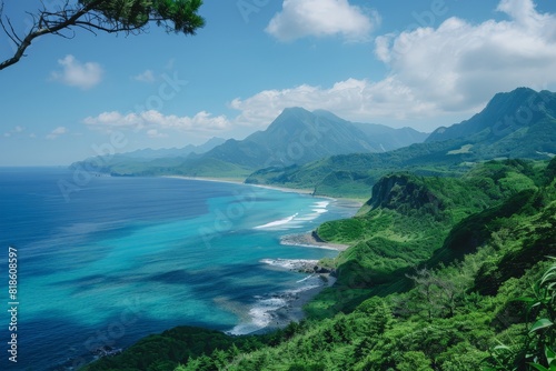 Coastal Mountain Range with Turquoise Waters