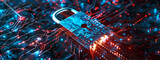Cyber Security Padlock on Tech Background