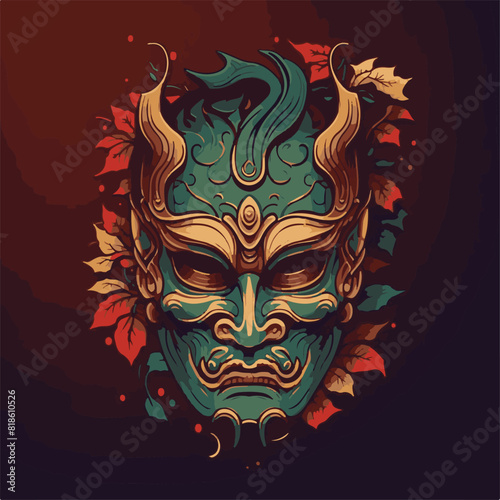 JAPANESE MASK AND HANNYA MASK. UNIQUE AND COOL DESIGN AND AI-GENERATED VECTOR FILES - VERY SUITABLE FOR YOUR NEEDS