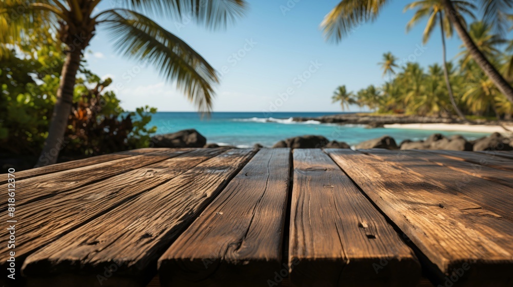 Tropical paradise concept wooden deck