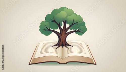 A tree icon with a book resting against its trunk