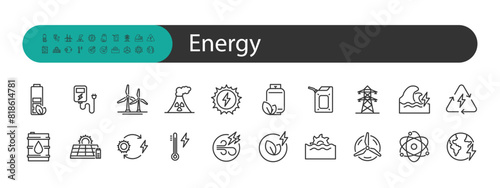 set of energy resource icons, power,  green energy