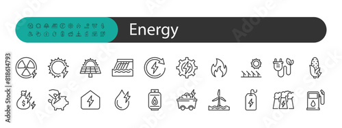 set of energy resource icons, power,  green energy