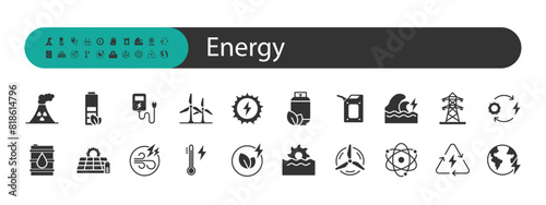 set of energy resource icons, power,  green energy