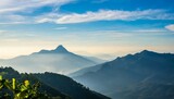 landscape of mountain peak and mountains during morning time with sky cloud background