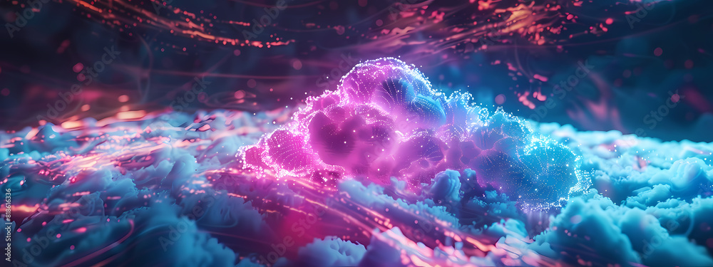 Digital Cloud with Neon Lights Digital Cloud with Neon Lights