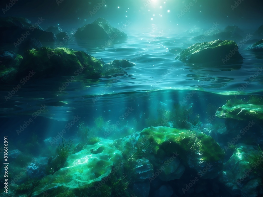 Obraz premium Colorful sea life swims in a tropical reef