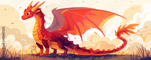Dragon fairy tale character. vector simple illustration