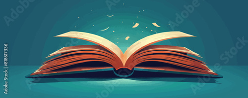 Open book with page. vector simple illustration