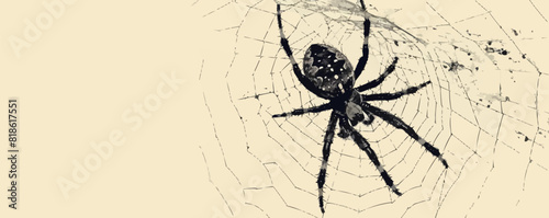 Spider on web. vector simple illustration