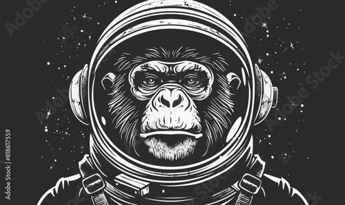Hand Drawn Monkey Astronaut Vector