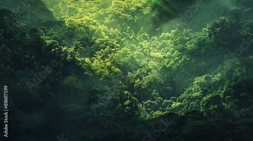 A breathtaking aerial view of a dense tropical rainforest