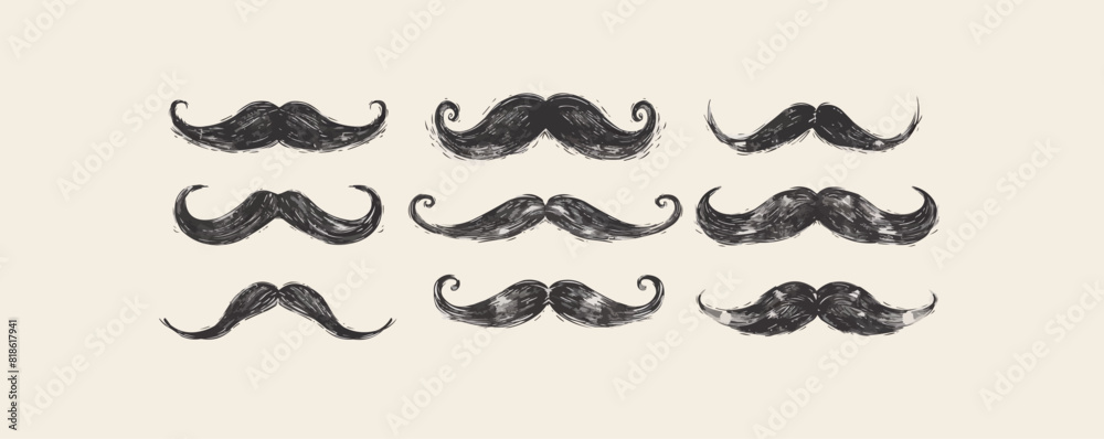 Set of black mustache. vector simple illustration Set of black mustache. vector simple illustration