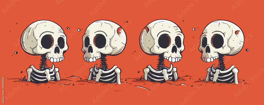 Funny skeleton symbol. Halloween cartoon. vector simple illustration
