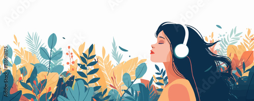 woman listening music vector flat minimalistic isolated illustration