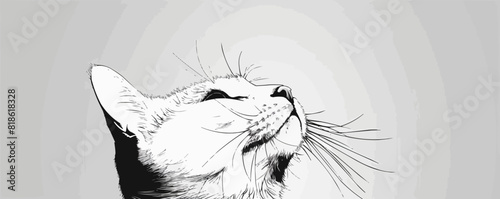 Cat | Minimalist and Simple Line White background - Vector illustration