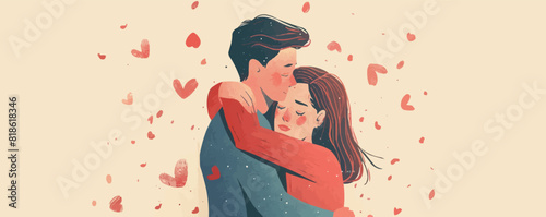 A man embraces a woman in love beautiful vector