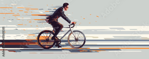 Man in a suit riding bicycle vector isolated