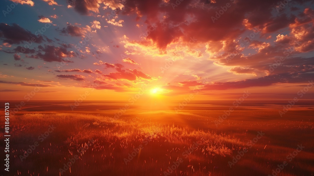 Admiring a breathtaking sunset over a vast expanse of untouched wilderness. Admiring a breathtaking sunset over a vast expanse of untouched wilderness.