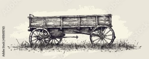 Farm cart hand drawn sketch in doodle style illustration vector