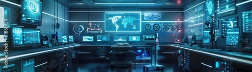 A hightech operating room enhanced with AI and cloud networking for realtime healthcare monitoring and medical data analysis photo