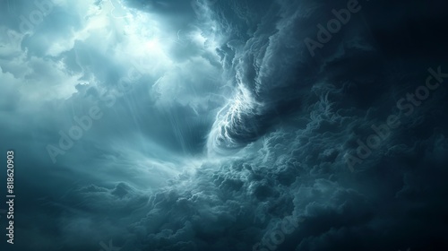 Terrifying tornado spiraling upwards  framed by dark and menacing clouds  raw and intense weather phenomenon