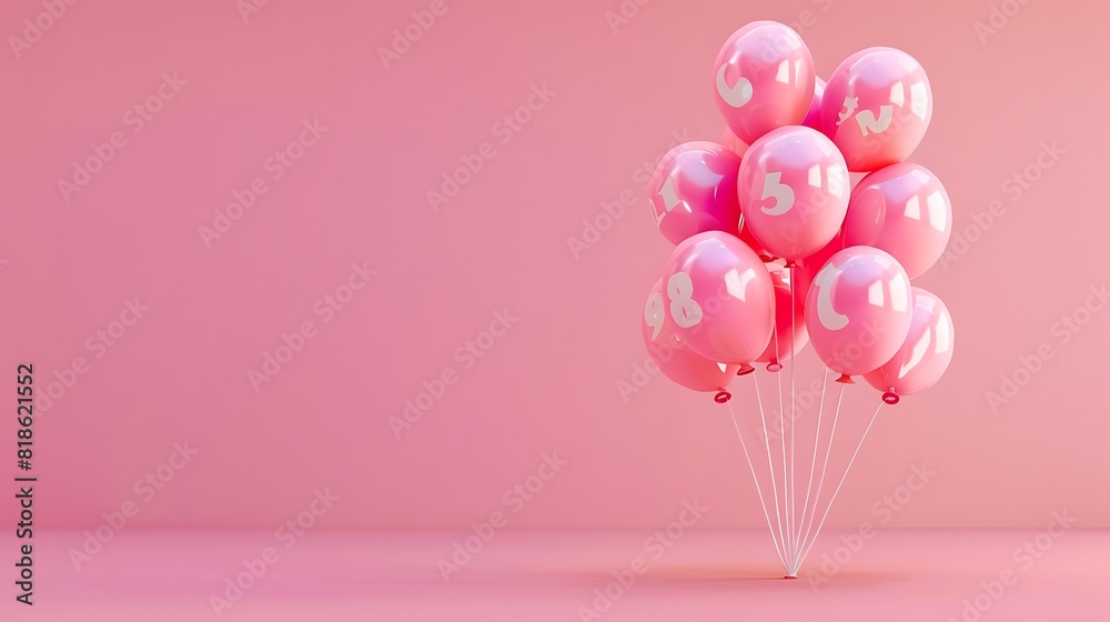 Balloon numbers 8 on pink background