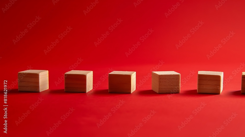 Blocks lined up on a red background Blocks lined up on a red background