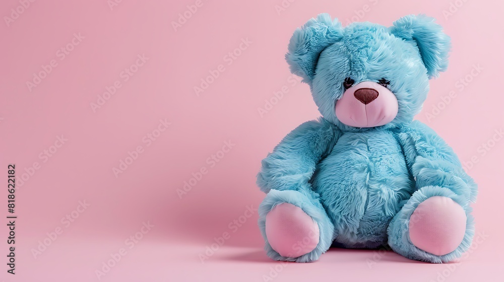 Blue teddy bear isolated over pink background Blue teddy bear isolated over pink background