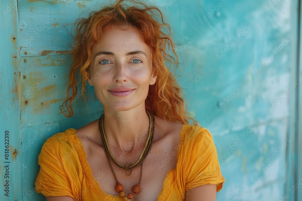 Fototapeta premium Portrait of red hair woman. authenticity and uniqueness concept.