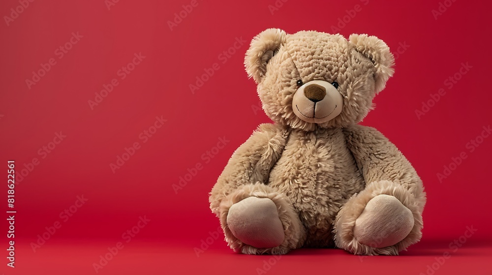 Brown teddy bear isolated on a red background Brown teddy bear isolated on a red background