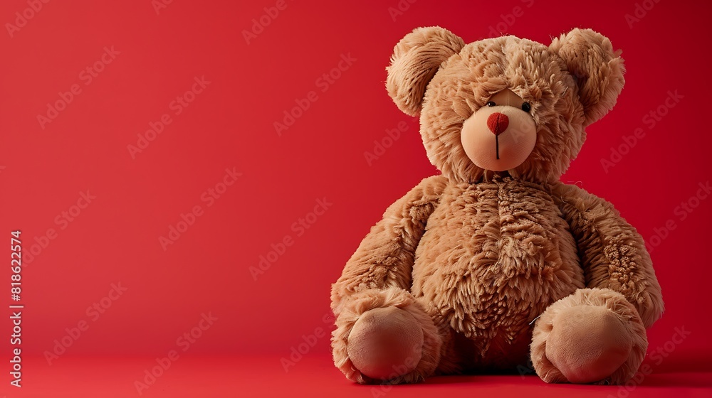 Brown teddy bear isolated on a red background Brown teddy bear isolated on a red background