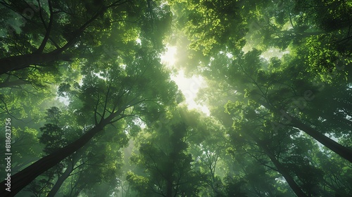 Low-angle view of a pristine forest canopy