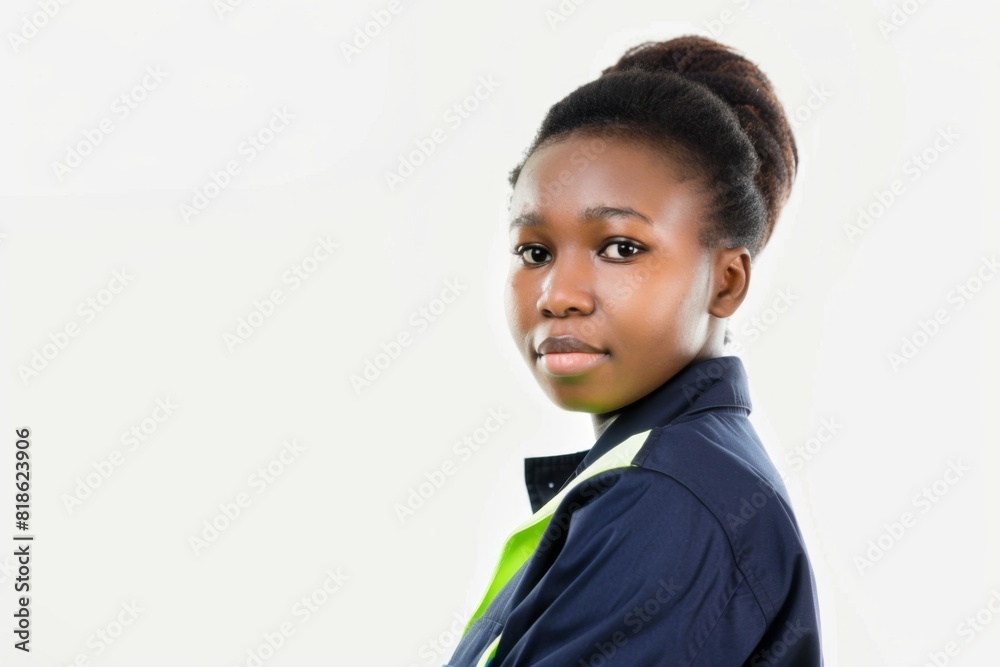 Studio Photography portrait of a female 25 years old African American worker in uniform Studio Photography portrait of a female 25 years old African American worker in uniform